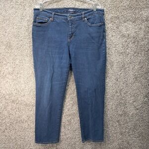 Chaps Daniella Curvy Straight Leg Jeans Womens 16W Dark Wash Blue Stretch Denim